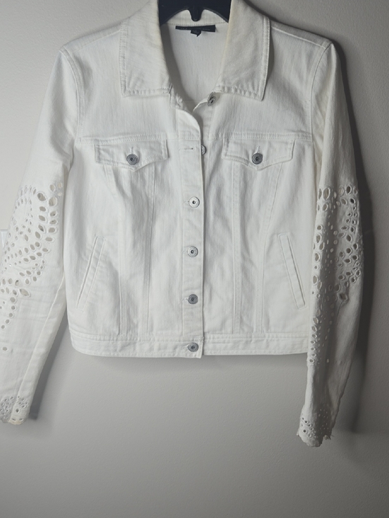 INC International Concepts Jackets & Blazers - Inc International. Concept Womens Jean Jacket White With Eyelet Cutouts Sz Small